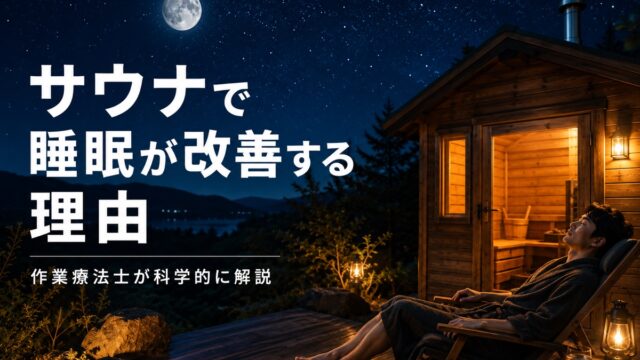 サウナで睡眠が改善する理由を作業療法士が科学的に解説する記事のアイキャッチ