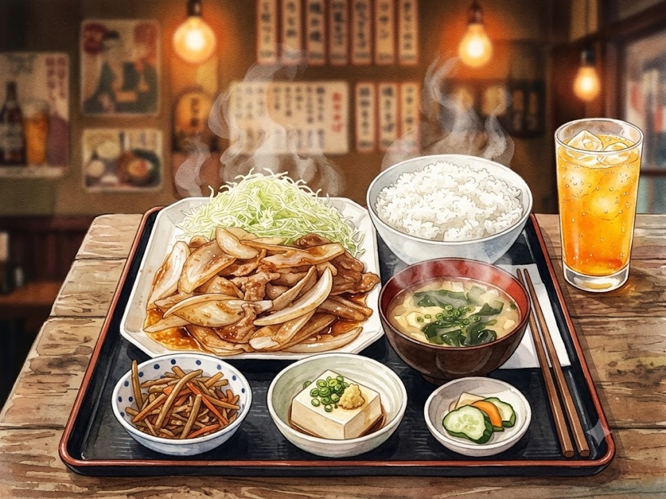 生姜焼き定食とオロポのサ飯イメージ